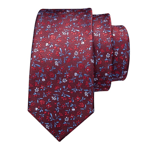 Red flower silk tie