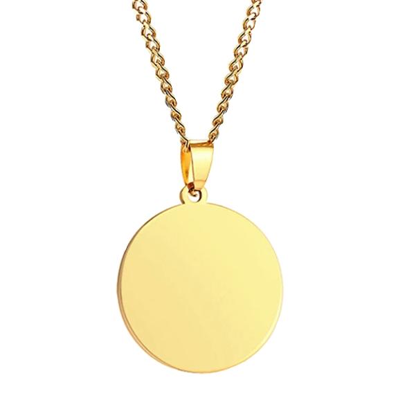 Round gold pendant necklace for men