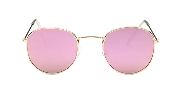 Classy Men Round Sunglasses Pink Mirror