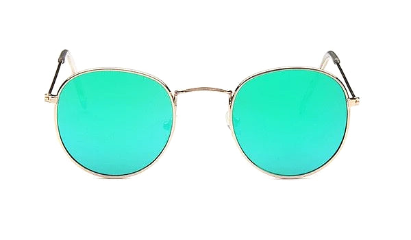 Classy Men Round Sunglasses Turquoise Gold