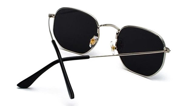 Classy Men Silver Mirror Hexagonal Sunglasses