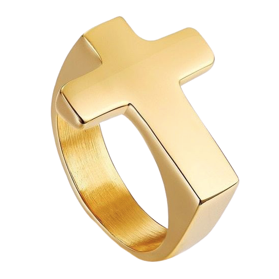 Simple gold cross ring made of stainless steel