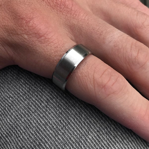 Simple silver band ring for men