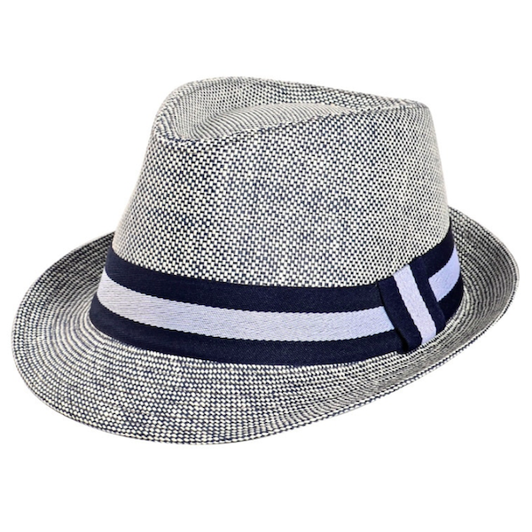 Fedora di paglia blu da uomo di classe