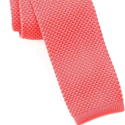 Classy Men Solid Salmon Square Knit Tie