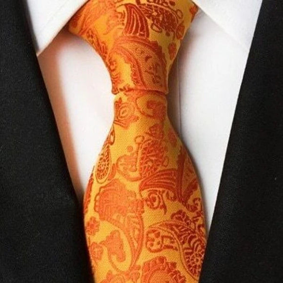 Classy Men Simple Tangerine Paisley Tie