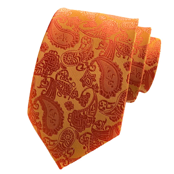 Classy Men Simple Tangerine Paisley Tie
