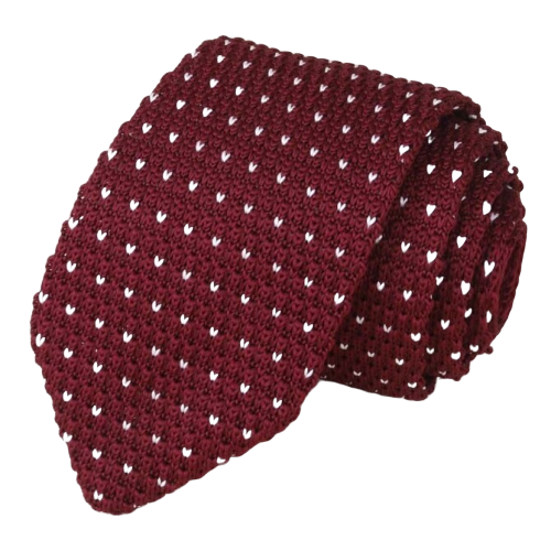 Classy Men Wine Red Dot Knitted Tie