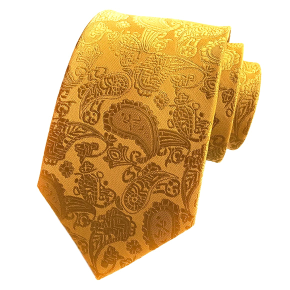 Classy Men Simple Yellow Paisley Tie