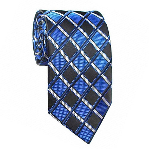 Classy Men Blue Black Striped Silk Tie