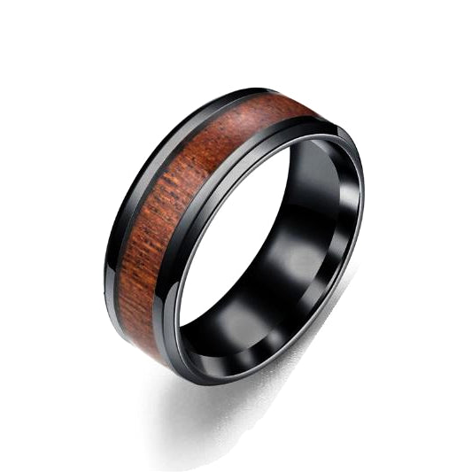 Classy Men Black Wood Inlay Ring - Classy Men Collection
