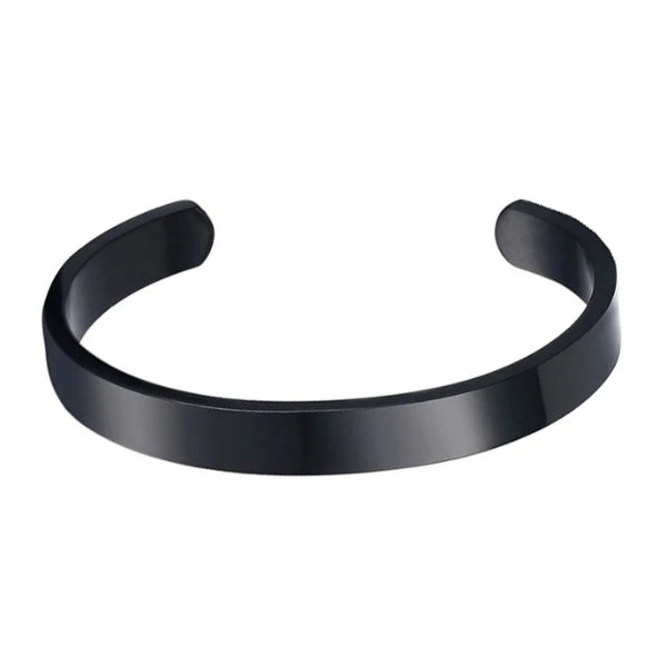 上品なメンズ 8mm ブラック フラット カフ ブレスレット