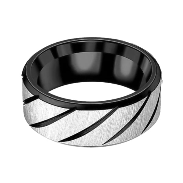 Black striped ring for men