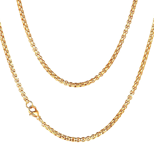Classy Men 5mm Gold Box Chain Necklace