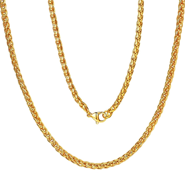 Collana da uomo di classe con catena di grano intrecciata in oro da 4 mm