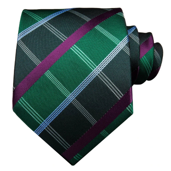 Green tartan tie made of silk