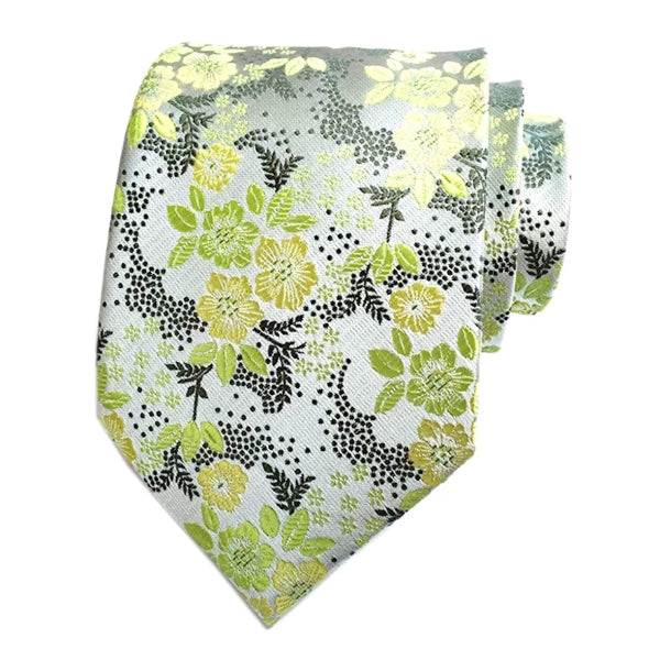 Classy Men Light Green Floral Silk Tie