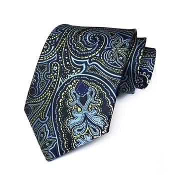 Cravatta formale da uomo in seta paisley oceanica di classe