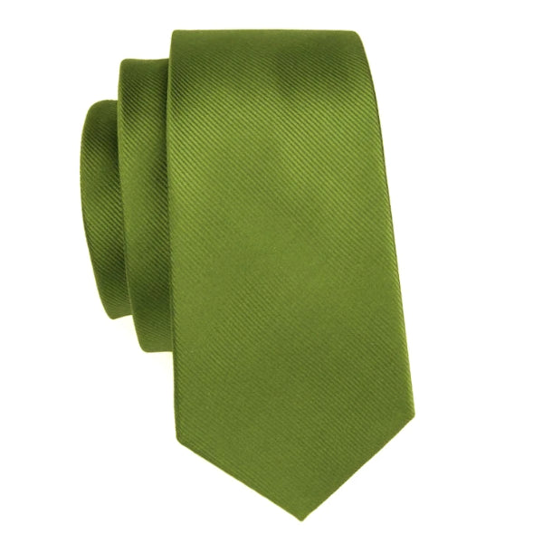 Olive green silk necktie