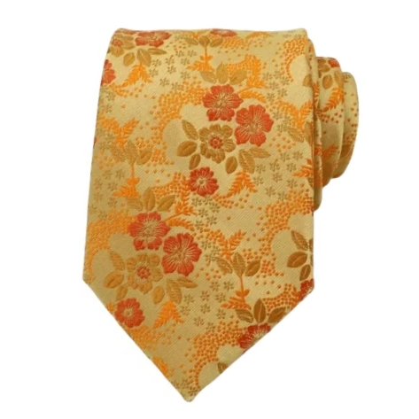 Classy Men Orange Floral Silk Tie