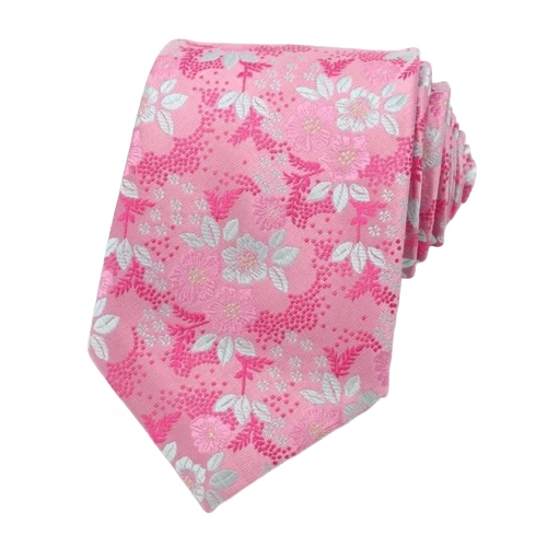 Classy Men Pink Floral Silk Tie