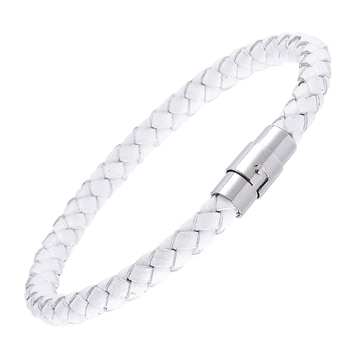 Bracciale da uomo in pelle magnetica di classe bianca