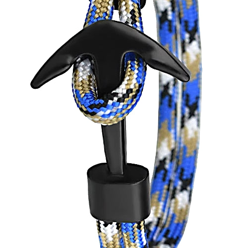 Classy Men Blue Black Anchor Bracelet