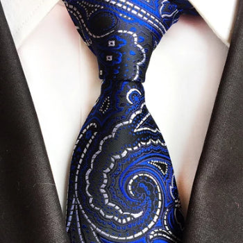 Classy Men Formal Deep Blue Floral Silk Necktie