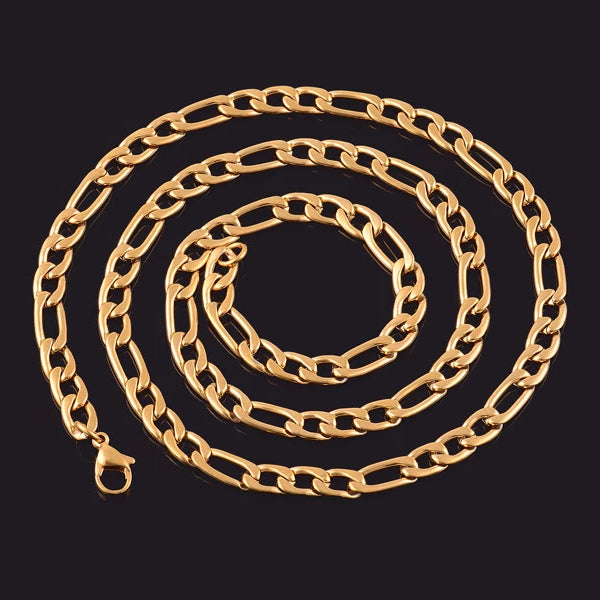 Classy Men 11mm Gold Figaro Chain Necklace
