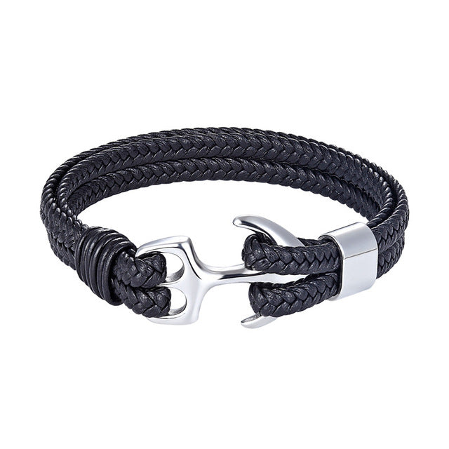Classy Men Black & Silver Anchor Bracelet - Classy Men Collection