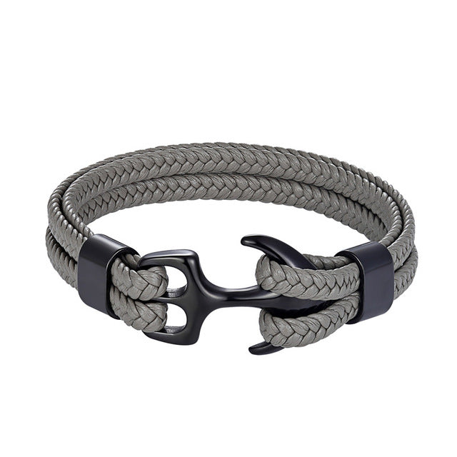 Classy Men Grey & Black Anchor Bracelet - Classy Men Collection