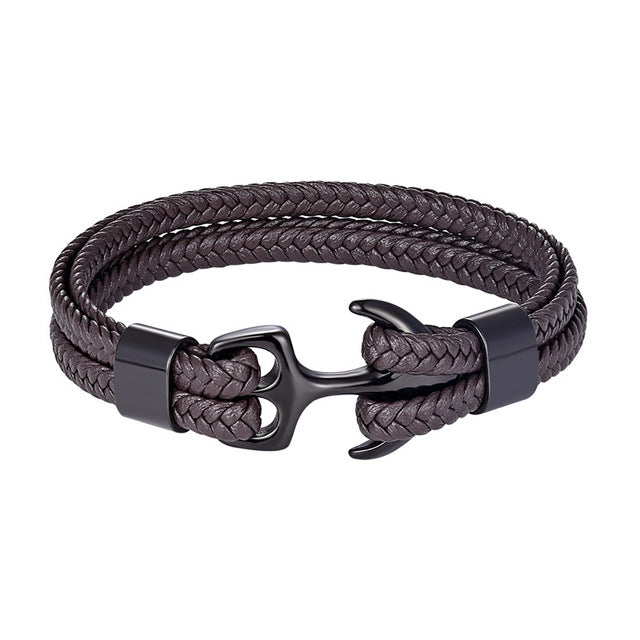 Classy Men Brown & Black Anchor Bracelet - Classy Men Collection