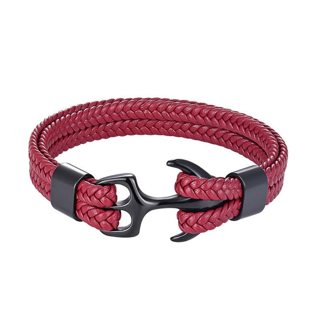 Bracciale da uomo di classe con ancoraggio rosso e nero