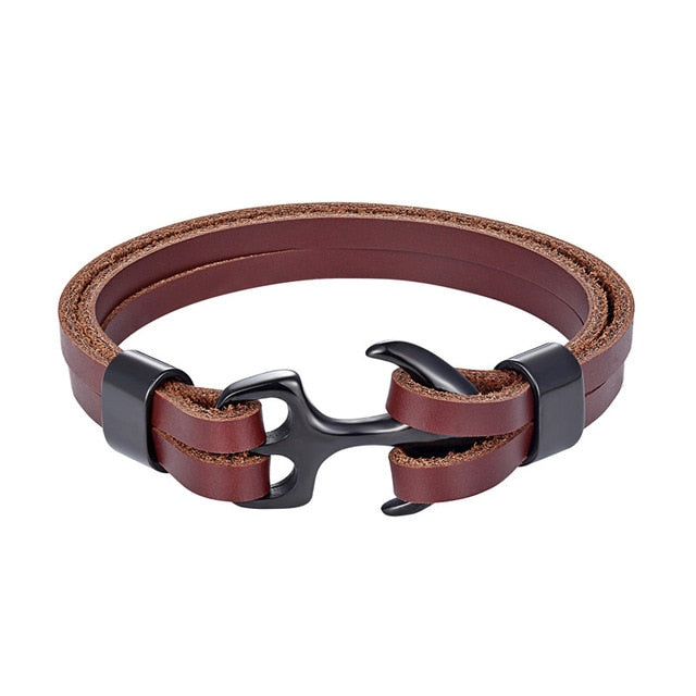 Classy Men Brown & Black Anchor Bracelet - Classy Men Collection