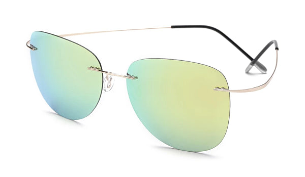 上品な男性イエロー軽量アビエーター サングラス