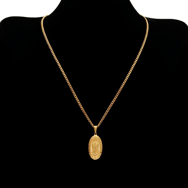 Golden Virgin Mary Pendant Necklace
