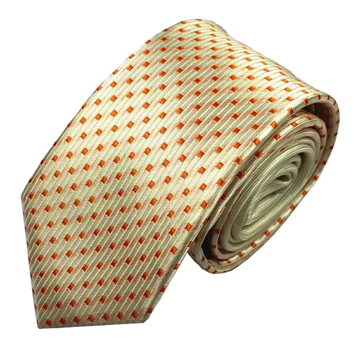 Classy Men Champagne Dotted Luxury Silk Narrow Tie - Classy Men Collection