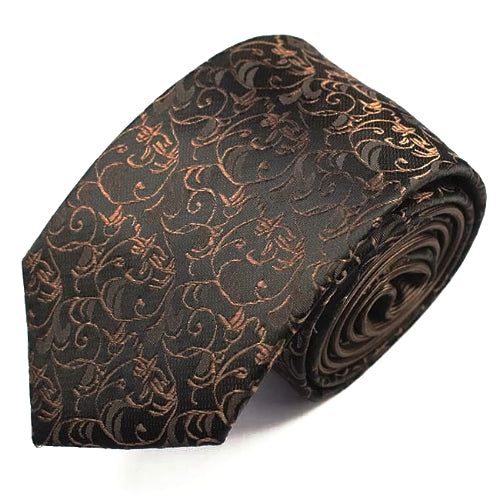 Classy Men Brown Floral Luxury Silk Narrow Tie - Classy Men Collection