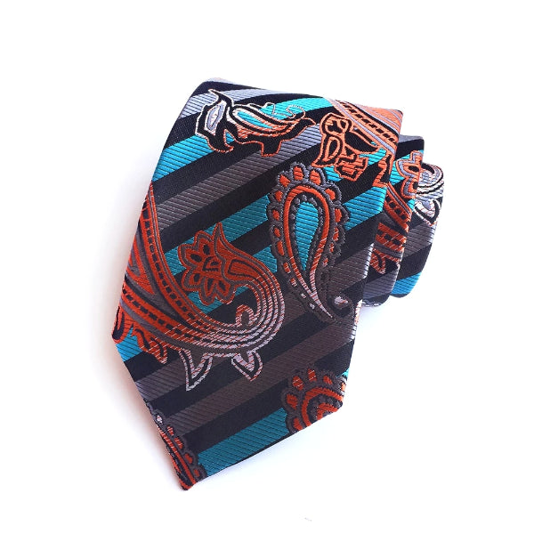 Classy Men Multi-Striped Silk Paisley Tie