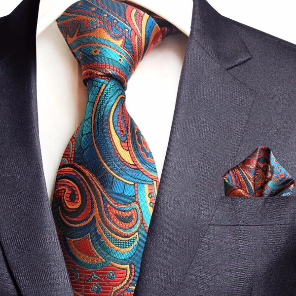 Classy Men Teal Silk Paisley Tie