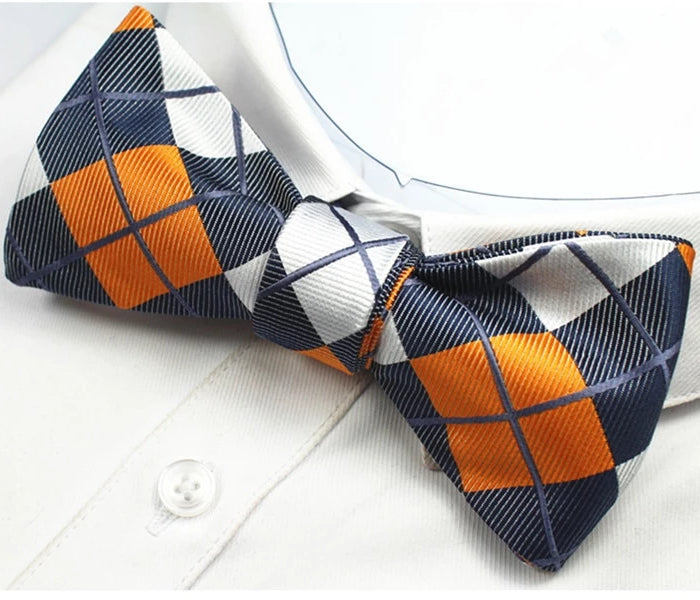 Classy Men Multi Checkered Silk Self-Tie Bow Tie