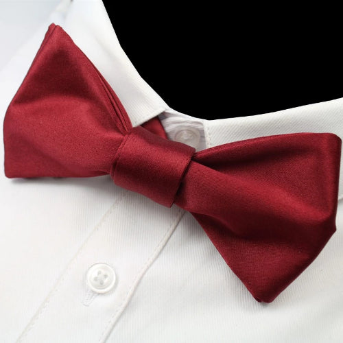 Classy Men Wine Red Silk Self-Tie Bow Tie