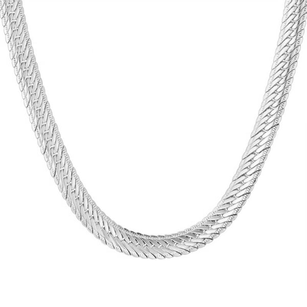 Classy Men 8mm Silver Herringbone Chain Necklace