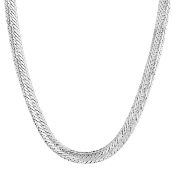 Collana a catena a spina di pesce in argento da uomo di classe da 5 mm