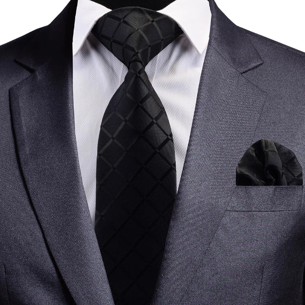 Classy Men Black Carbon Silk Necktie - Classy Men Collection