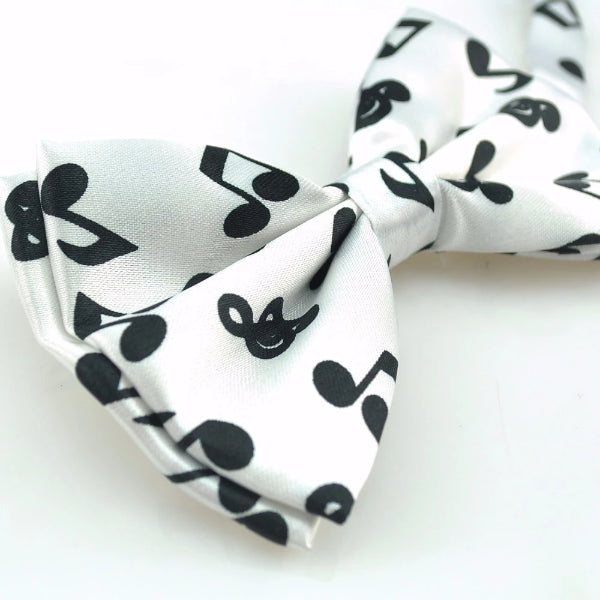 Classy Men White Musical Note Pre-Tied Bow Tie