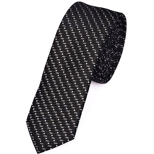 Classy Men Skinny Black Stripe Dot Tie