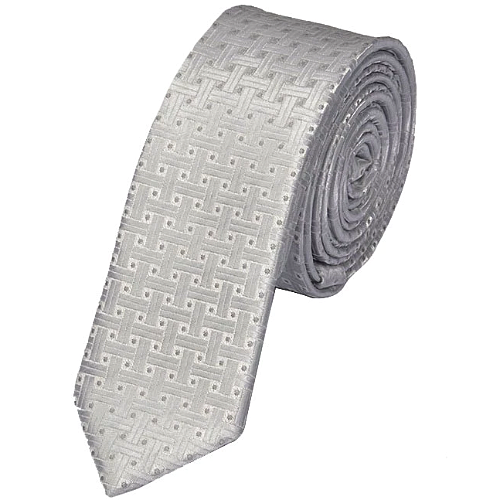 Cravatta Sottile Argento Lucido – Uomo Lorenzo – 144 Cm X 7 Cm – Leggera, Resistente Alle Pieghe, In Poliestere