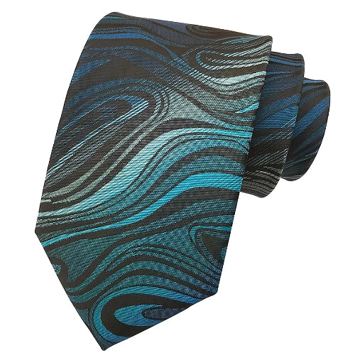 Classy Men Blue Wavy Silk Tie - Classy Men Collection