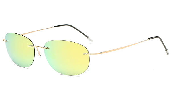 上品なメンズ イエロー軽量オーバル サングラス